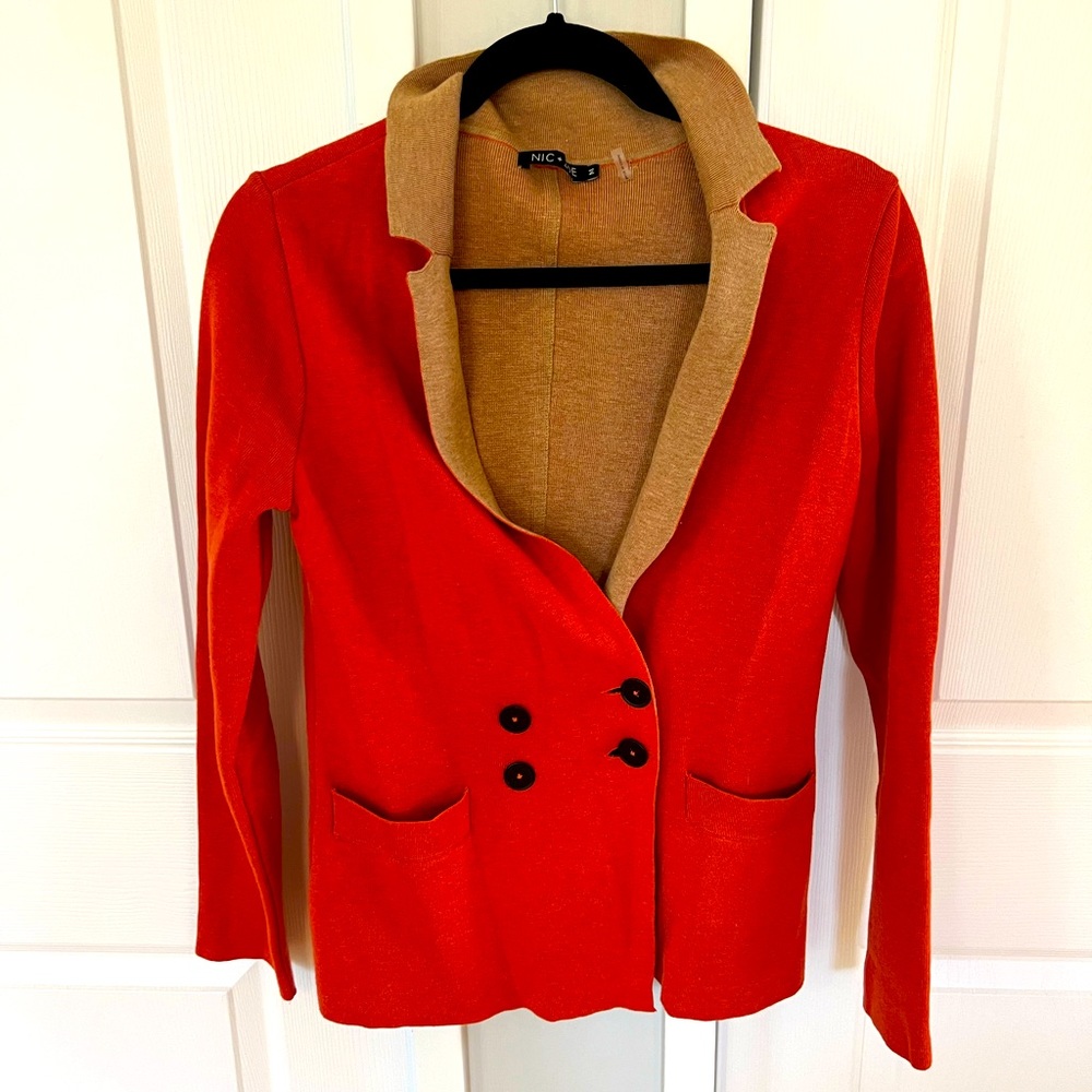 Nic+Zoe red and beige blazer size SM